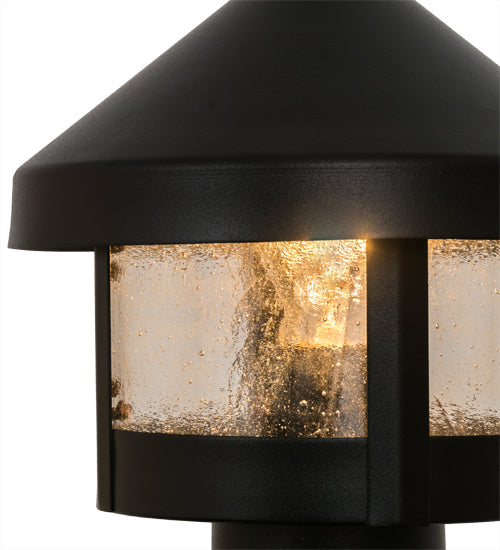 Meyda Lighting Fulton 8" Textured Black Prime Outdoor Post Mount Light With Clear Seeded Shade Glass