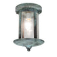 Meyda Lighting Fulton 8" Verdigris Flush Mount Light With Clear Seeded Shade Glass