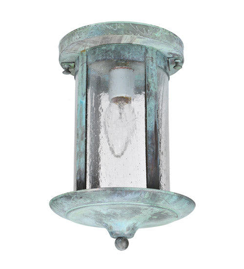 Meyda Lighting Fulton 8" Verdigris Flush Mount Light With Clear Seeded Shade Glass