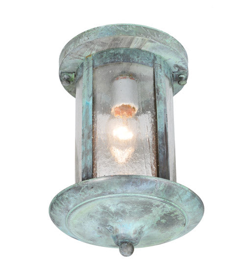 Meyda Lighting Fulton 8" Verdigris Flush Mount Light With Clear Seeded Shade Glass