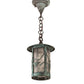 Meyda Lighting Fulton 8" Verdigris Song Bird Mini Pendant Light With Clear Seeded Shade Glass