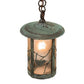 Meyda Lighting Fulton 8" Verdigris Song Bird Mini Pendant Light With Clear Seeded Shade Glass