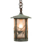 Meyda Lighting Fulton 8" Verdigris Song Bird Mini Pendant Light With Clear Seeded Shade Glass