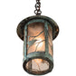 Meyda Lighting Fulton 8" Verdigris Song Bird Mini Pendant Light With Clear Seeded Shade Glass