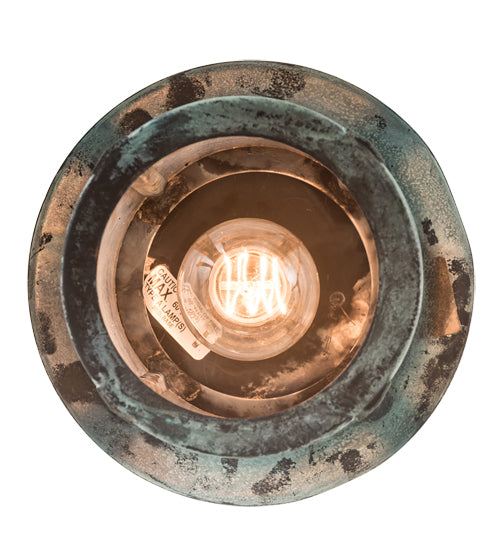 Meyda Lighting Fulton 8" Verdigris Song Bird Mini Pendant Light With Clear Seeded Shade Glass