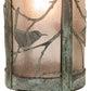 Meyda Lighting Fulton 8" Verdigris Song Bird Mini Pendant Light With Clear Seeded Shade Glass