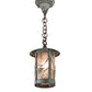 Meyda Lighting Fulton 8" Verdigris Song Bird Mini Pendant Light With Clear Seeded Shade Glass