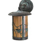 Meyda Lighting Fulton 8" Verdigris Song Bird Solid Mount Wall Sconce With Beige Iridescent Art Shade Glass