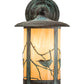 Meyda Lighting Fulton 8" Verdigris Song Bird Solid Mount Wall Sconce With Beige Iridescent Art Shade Glass