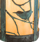 Meyda Lighting Fulton 8" Verdigris Song Bird Solid Mount Wall Sconce With Beige Iridescent Art Shade Glass