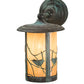 Meyda Lighting Fulton 8" Verdigris Song Bird Solid Mount Wall Sconce With Beige Iridescent Art Shade Glass