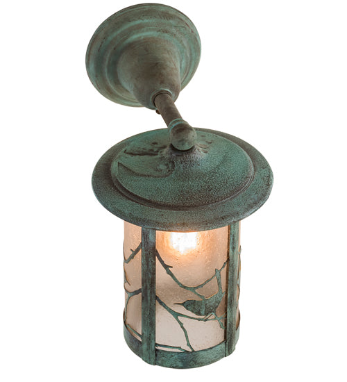 Meyda Lighting Fulton 8" Verdigris Song Bird Wall Sconce With Clear Seeded Shade Glass