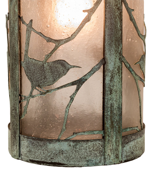 Meyda Lighting Fulton 8" Verdigris Song Bird Wall Sconce With Clear Seeded Shade Glass