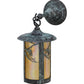 Meyda Lighting Fulton 8" Verdigris Whispering Pines Hanging Wall Sconce With Beige Iridescent Shade Glass
