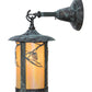 Meyda Lighting Fulton 8" Verdigris Whispering Pines Hanging Wall Sconce With Beige Iridescent Shade Glass
