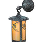 Meyda Lighting Fulton 8" Verdigris Whispering Pines Hanging Wall Sconce With Beige Iridescent Shade Glass