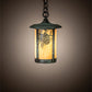 Meyda Lighting Fulton 8" Verdigris Winter Pine Mini Pendant Light With Beige Art Shade Glass