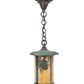 Meyda Lighting Fulton 8" Verdigris Winter Pine Mini Pendant Light With Beige Art Shade Glass