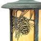 Meyda Lighting Fulton 8" Verdigris Winter Pine Mini Pendant Light With Beige Art Shade Glass