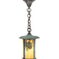 Meyda Lighting Fulton 8" Verdigris Winter Pine Mini Pendant Light With Beige Art Shade Glass