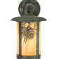 Meyda Lighting Fulton 8" Verdigris Winter Pine Solid Mount Wall Sconce With Beige Iridescent Shade Glass