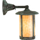 Meyda Lighting Fulton 8" Verdigris Winter Pine Solid Mount Wall Sconce With Beige Iridescent Shade Glass