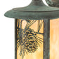 Meyda Lighting Fulton 8" Verdigris Winter Pine Solid Mount Wall Sconce With Beige Iridescent Shade Glass