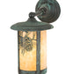 Meyda Lighting Fulton 8" Verdigris Winter Pine Solid Mount Wall Sconce With Beige Iridescent Shade Glass