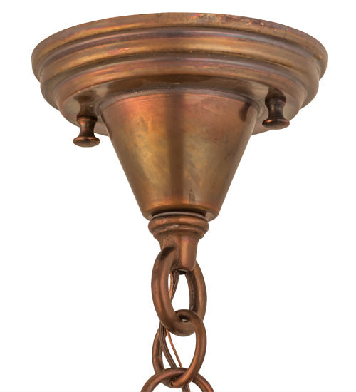 Meyda Lighting Fulton 8" Vintage Copper Apple Branch Pendant Light With Silver Mica Shade Glass