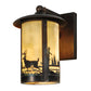 Meyda Lighting Fulton 8" Vintage Copper Deer Creek Wall Sconce With Beige Art Shade Glass
