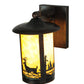 Meyda Lighting Fulton 8" Vintage Copper Deer Creek Wall Sconce With Beige Art Shade Glass