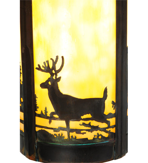 Meyda Lighting Fulton 8" Vintage Copper Deer Creek Wall Sconce With Beige Art Shade Glass