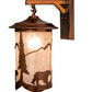Meyda Lighting Fulton 8" Vintage Copper Lone Bear Wall Sconce With Silver Mica Shade Glass