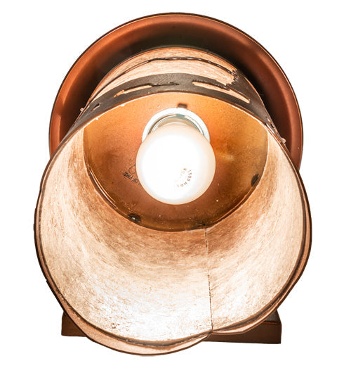 Meyda Lighting Fulton 8" Vintage Copper Lone Bear Wall Sconce With Silver Mica Shade Glass