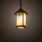 Meyda Lighting Fulton 8" Vintage Copper Spider Web Ceiling Pendant Light With Beige Art Shade Glass