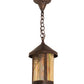 Meyda Lighting Fulton 8" Vintage Copper Spider Web Ceiling Pendant Light With Beige Art Shade Glass