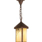Meyda Lighting Fulton 8" Vintage Copper Spider Web Ceiling Pendant Light With Beige Art Shade Glass