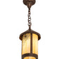 Meyda Lighting Fulton 8" Vintage Copper Spider Web Ceiling Pendant Light With Beige Art Shade Glass