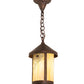 Meyda Lighting Fulton 8" Vintage Copper Spider Web Ceiling Pendant Light With Beige Art Shade Glass