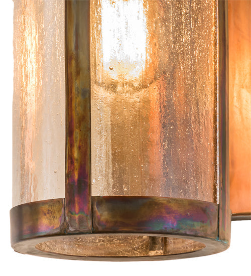 Meyda Lighting Fulton 8" Vintage Copper Wall Sconce With Clear Seeded Shade Glass
