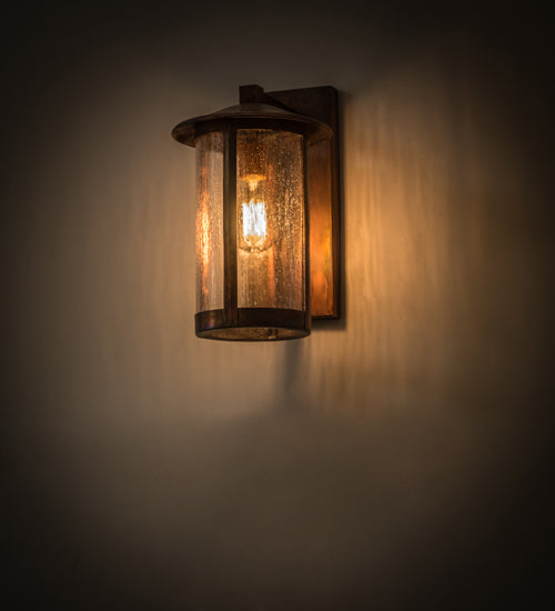Meyda Lighting Fulton 8" Vintage Copper Wall Sconce With Clear Seeded Shade Glass