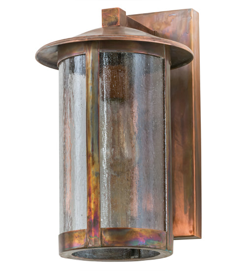 Meyda Lighting Fulton 8" Vintage Copper Wall Sconce With Clear Seeded Shade Glass