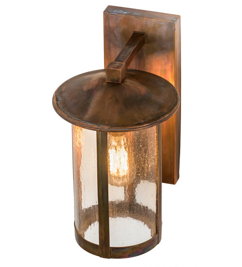 Meyda Lighting Fulton 8" Vintage Copper Wall Sconce With Clear Seeded Shade Glass
