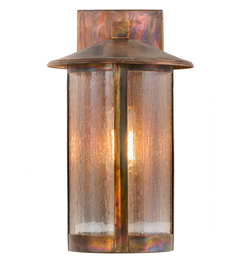 Meyda Lighting Fulton 8" Vintage Copper Wall Sconce With Clear Seeded Shade Glass