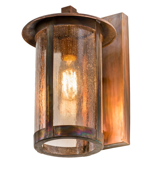Meyda Lighting Fulton 8" Vintage Copper Wall Sconce With Clear Seeded Shade Glass
