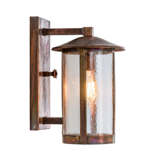 Meyda Lighting Fulton 8" Vintage Copper Wall Sconce With Clear Seeded Shade Glass