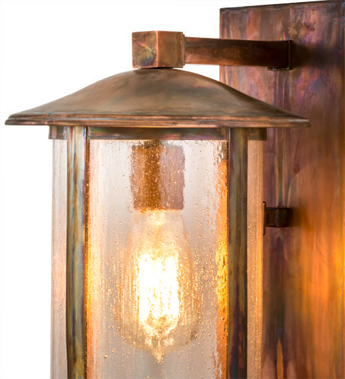 Meyda Lighting Fulton 8" Vintage Copper Wall Sconce With Clear Seeded Shade Glass