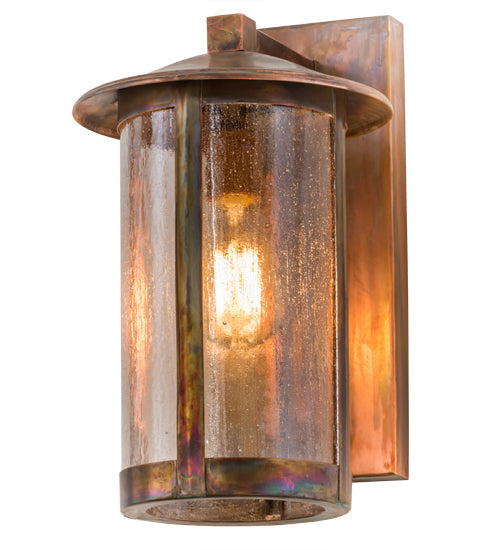 Meyda Lighting Fulton 8" Vintage Copper Wall Sconce With Clear Seeded Shade Glass