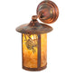 Meyda Lighting Fulton 8" Vintage Copper Winter Pine Solid Mount Wall Sconce With Amber Mica Shade Glass