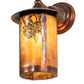 Meyda Lighting Fulton 8" Vintage Copper Winter Pine Solid Mount Wall Sconce With Amber Mica Shade Glass
